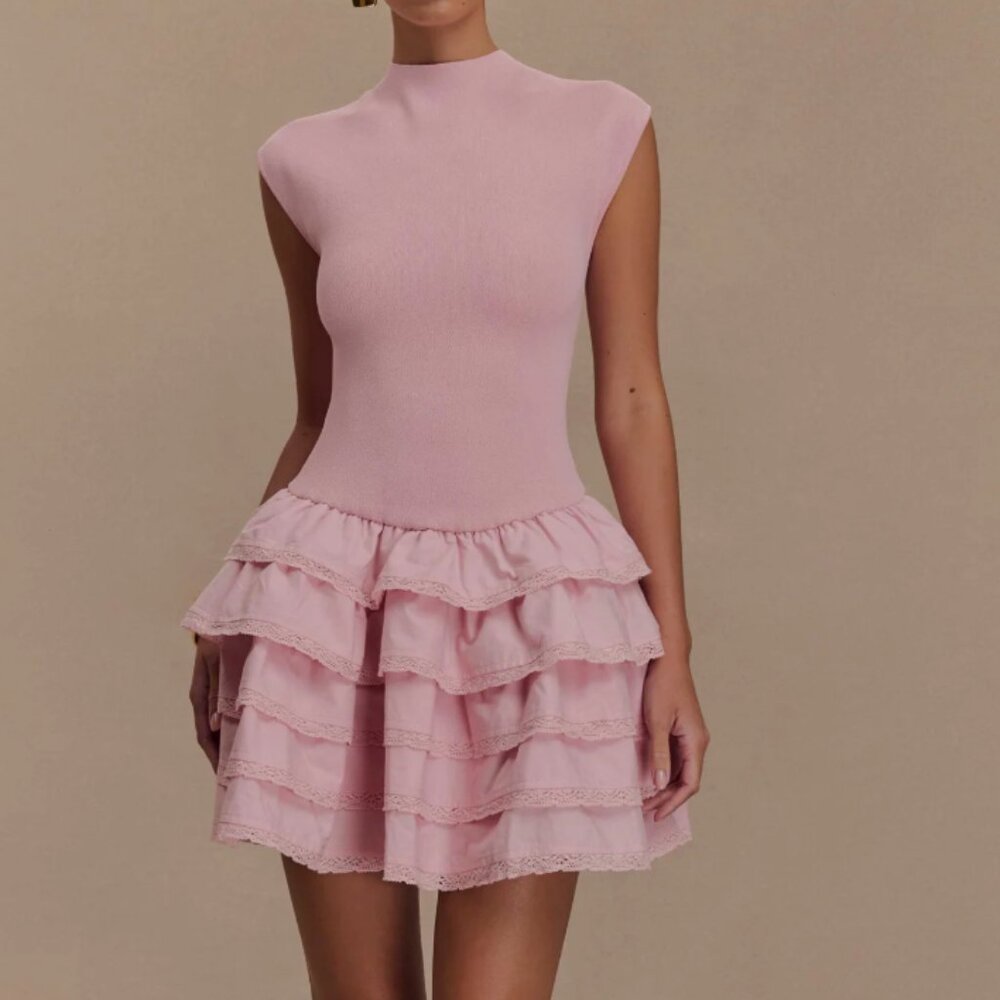 MESHKI-Maeve Ruffle Knit Mini Dress - Picture 4 of 6